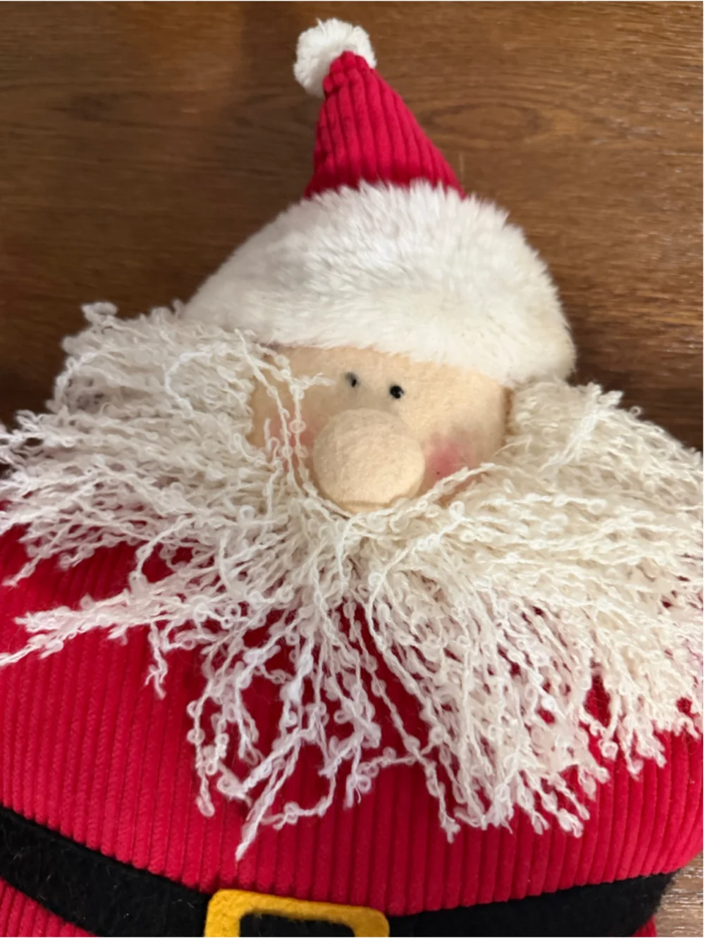 Santa Claus Shaped Pillow Red Corduroy Christmas Primitive Folk Art Holiday